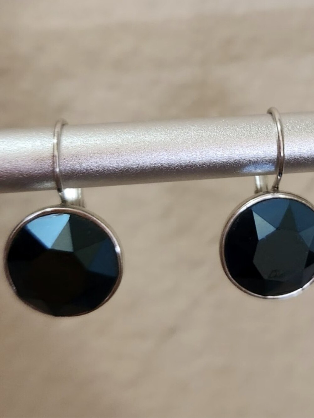 Swarovski Saphire Blue Disc Drop Earrings - Minimal Women's Jewelry